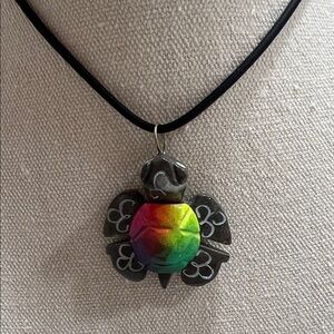 Marble Elegant Multicolor Turtle Pendant Necklace